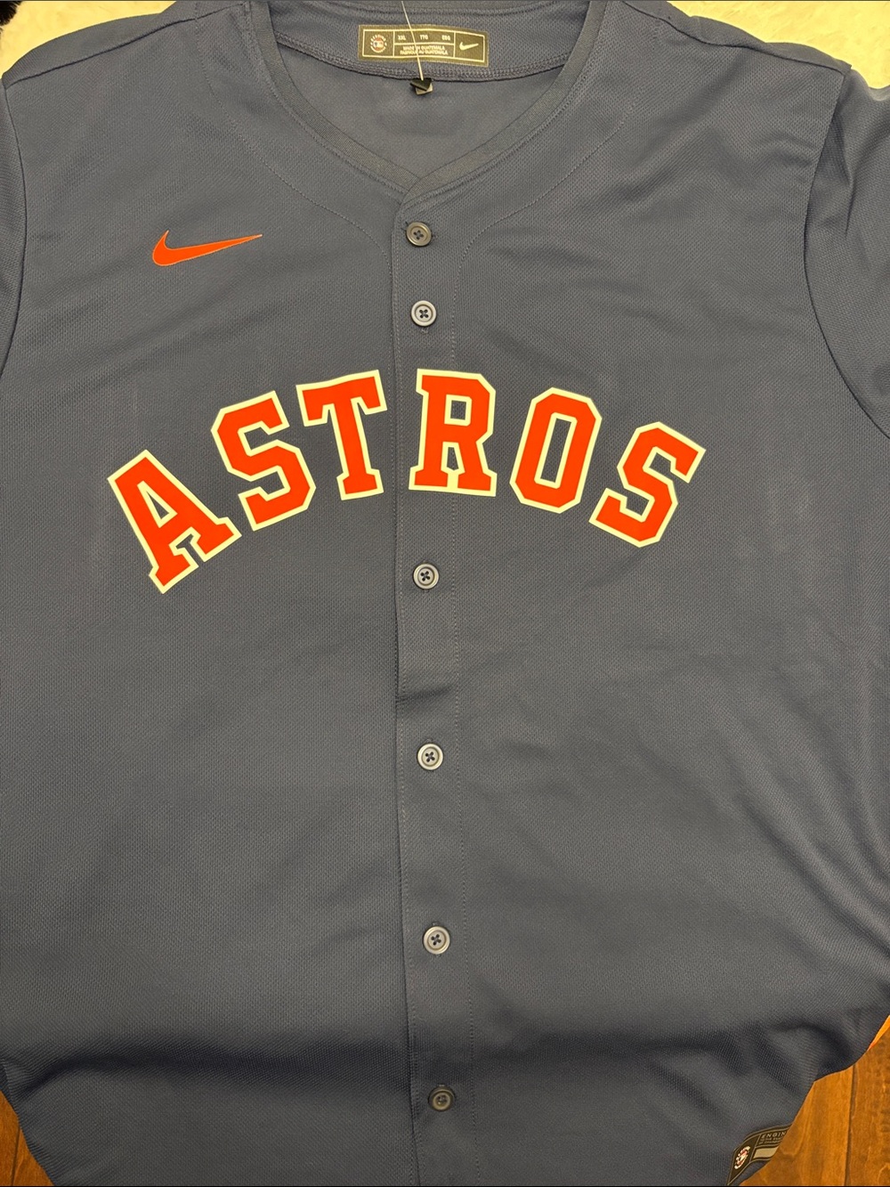 Nike Navy Astros Button-Up Jersey with Orange & White Accents no tag